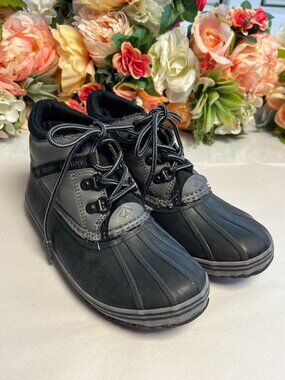 Sperry Bowline Storm Duck Boots Black Charcoal Kids Size 2 STK265260